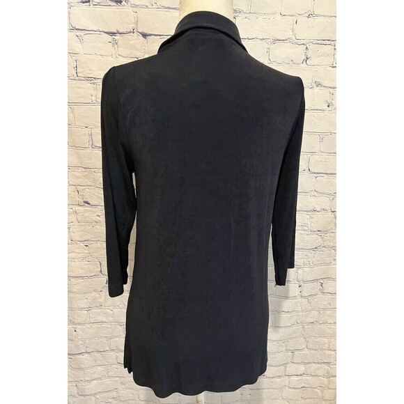 Chicos Chico’s Travelers Top Blouse Shirt Black Acetate No Wrinkle Size 0/S/4 - Picture 4 of 8